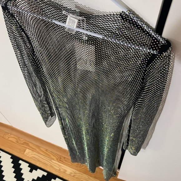 Zara Rhinestone Mesh Fishnet Long Sleeve Maxi Dress - Picture 7 of 11
